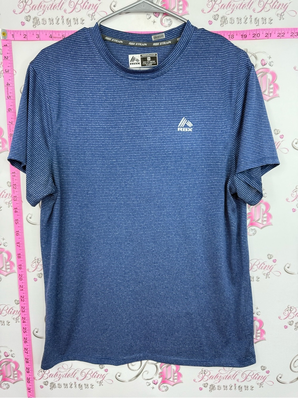 RBX tshirt workout Blue Striped Performance Tee